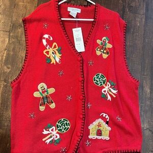 Victoria Jones Woman Red Holiday Vest
